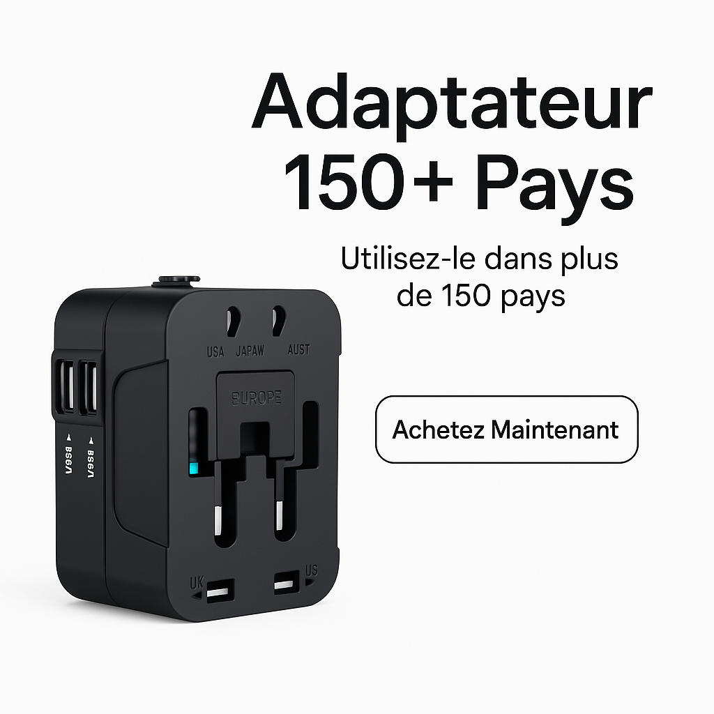Adaptateur de voyage universel de courant alternatif, adaptateur USB
