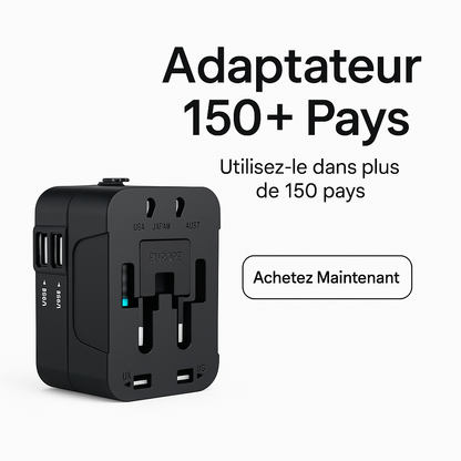 Adaptateur de voyage universel de courant alternatif, adaptateur USB