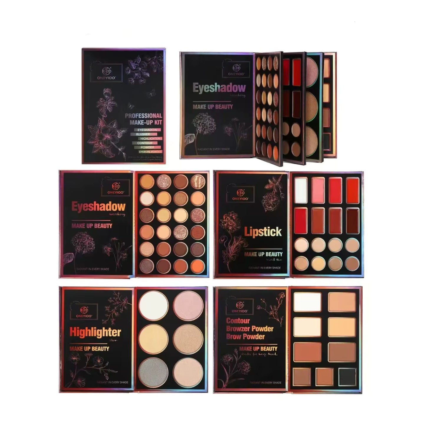 Palette d'ombres à paupières multichromes 55 couleurs nacrées