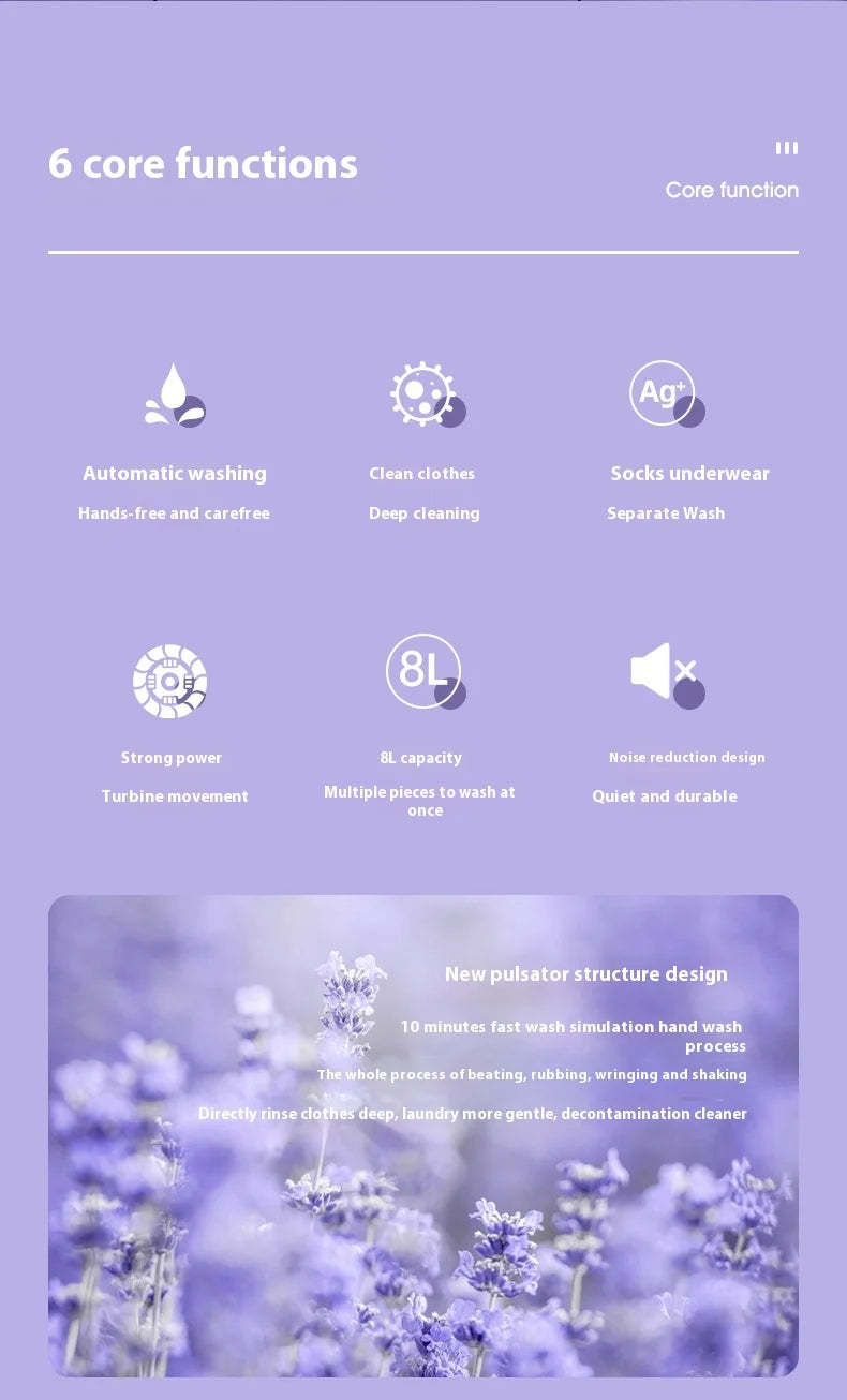 Machine à laver pliable 8L portable