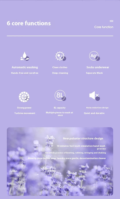 Machine à laver pliable 8L portable