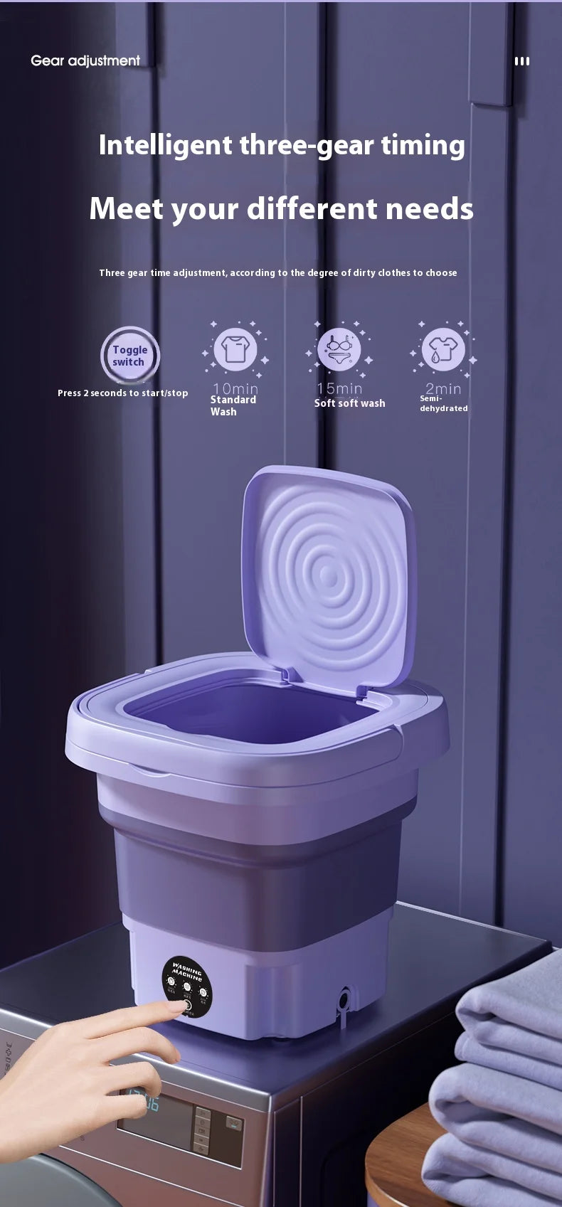 Machine à laver pliable 8L portable