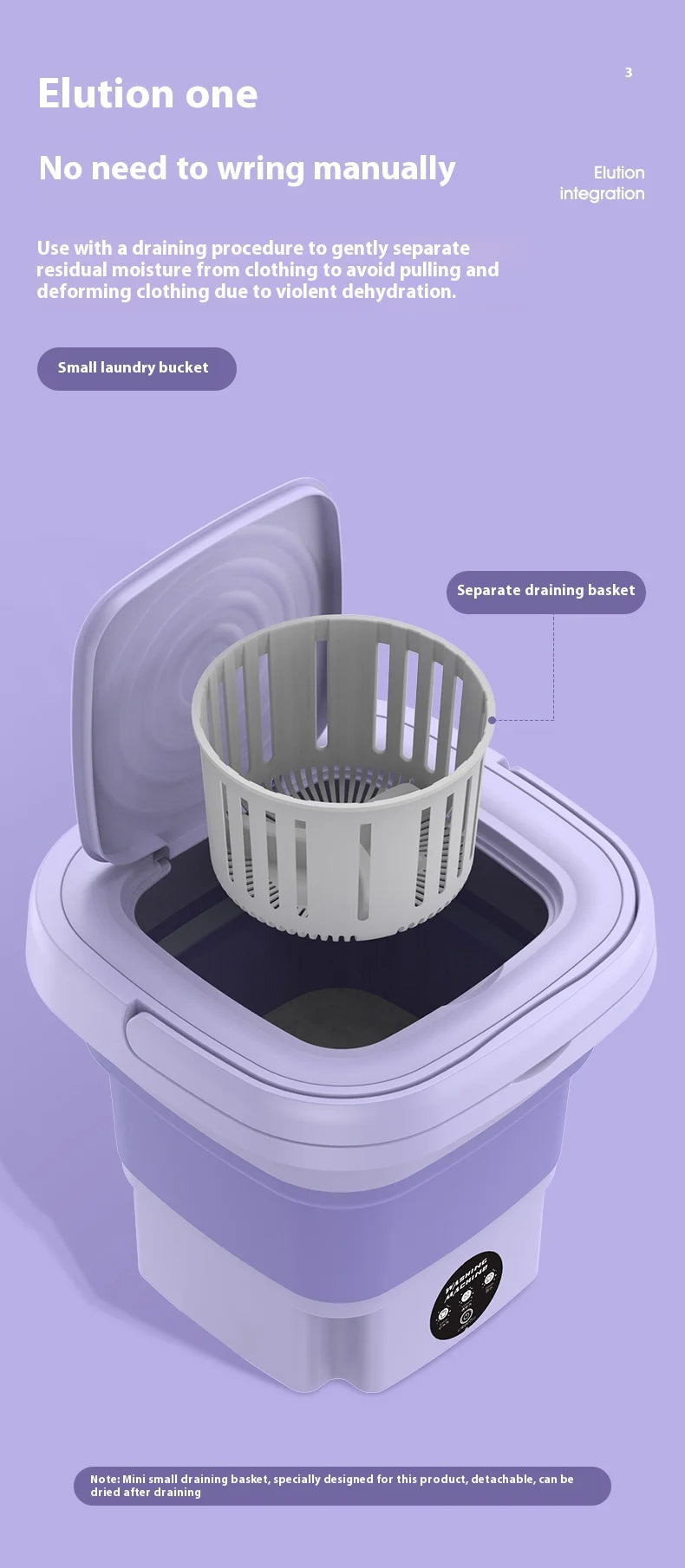 Machine à laver pliable 8L portable