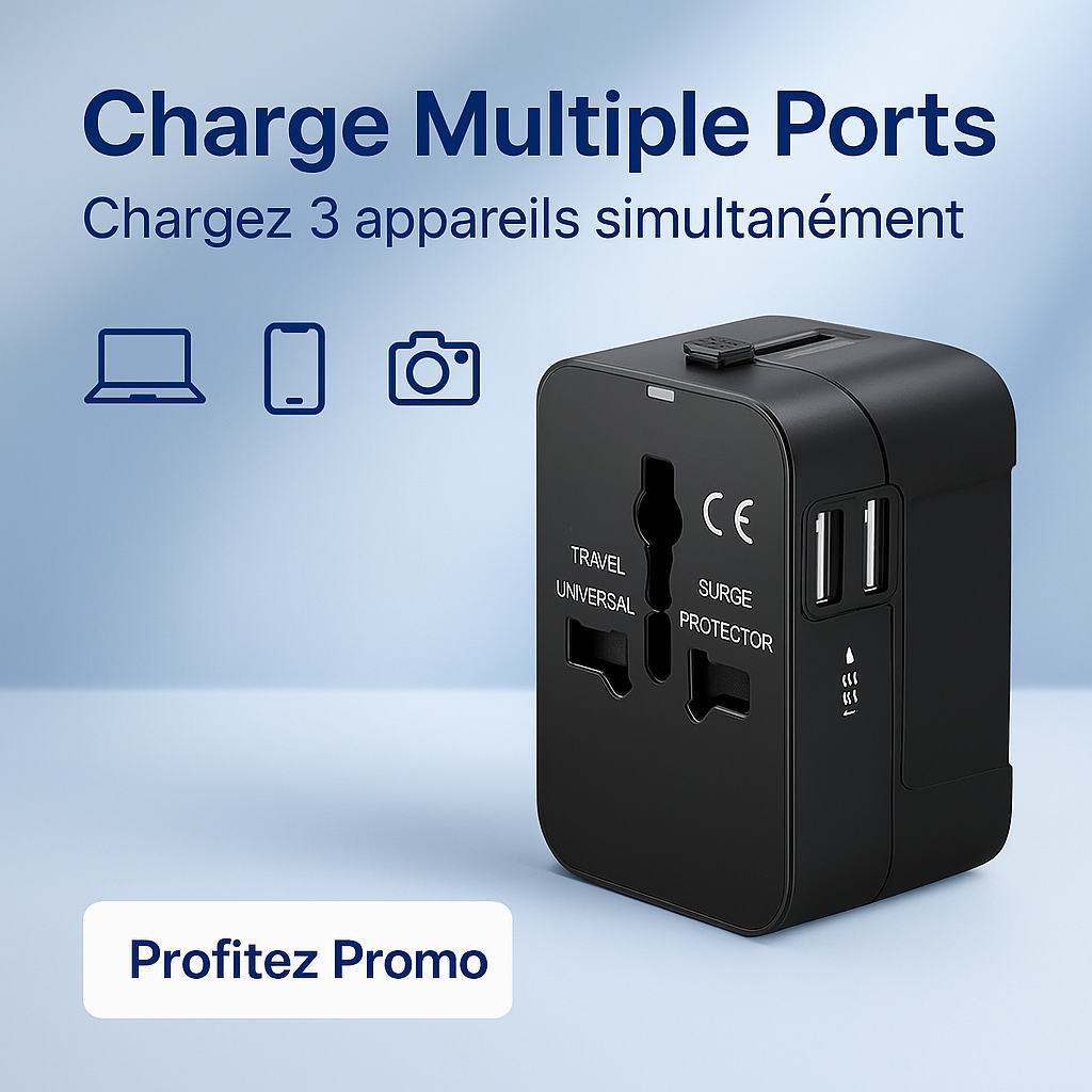 Adaptateur de voyage universel de courant alternatif, adaptateur USB